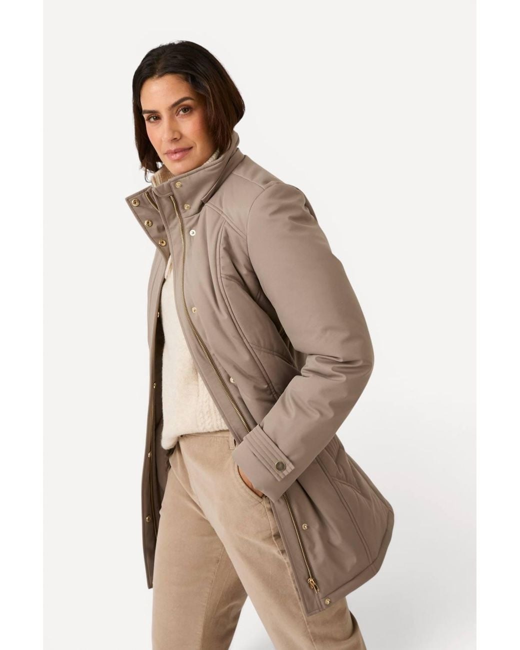 DAMART Brown Thermal Padded Parka With Faux Fur Trim