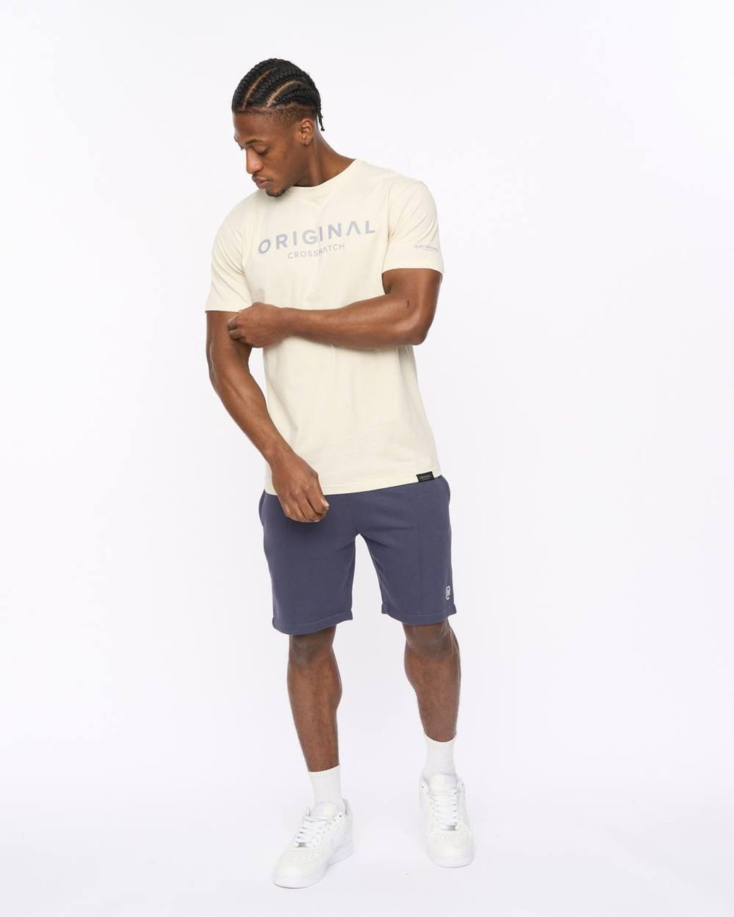 Crosshatch White Bardon Crew Neck Cotton T-Shirt With High Build Chest Print for men