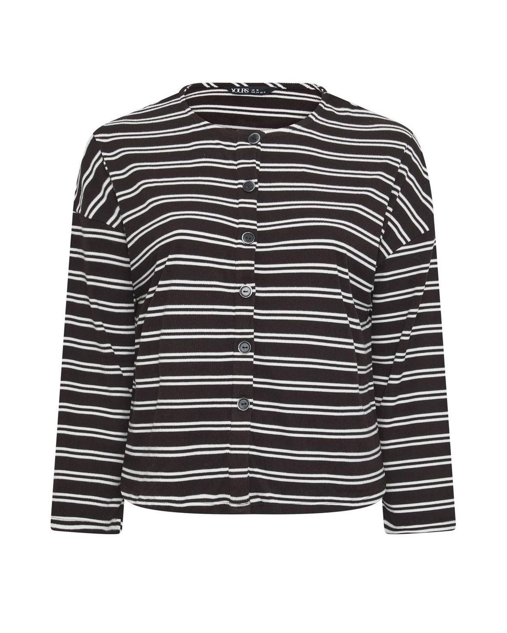 Yours Black Striped Button Up Long Sleeve Top