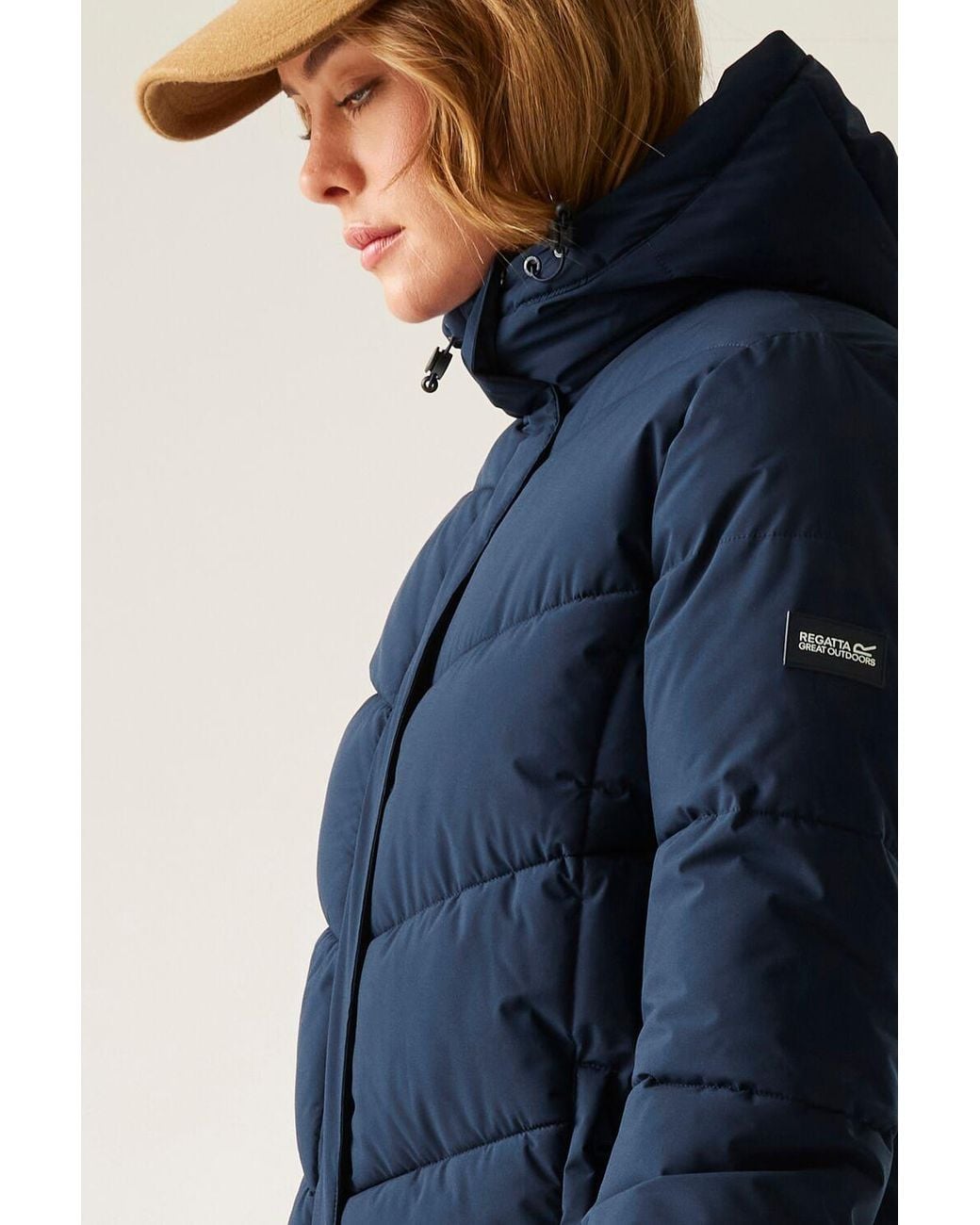 Regatta Blue Eloria Longline Hooded Insulating Quilted Jacket
