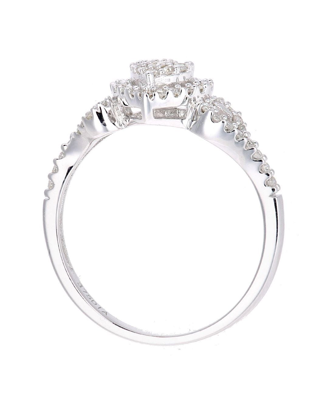 Jewelco London Metallic 9Ct Round 1/4Ct Diamond Heart Engagement Ring