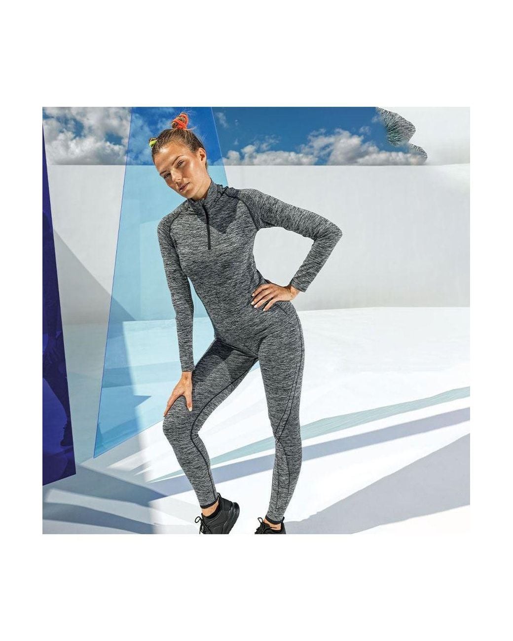 Tridri Gray Seamless 3D Fit Multi Sport Performance Leggings