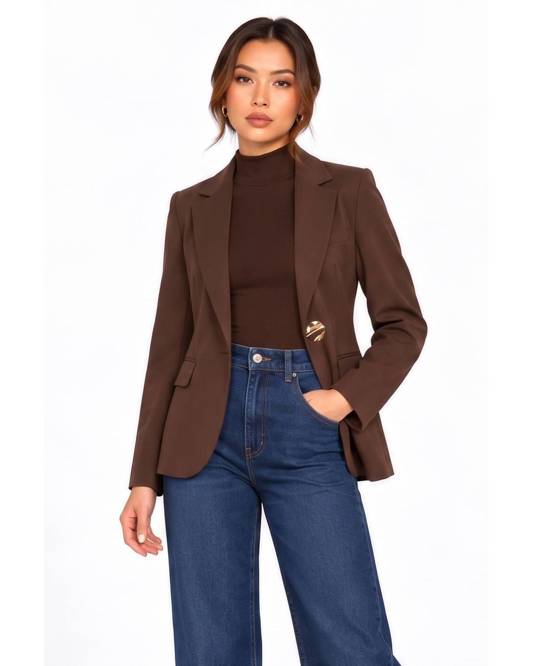 Gini London Blue Fashion Tailoring Button Blazer