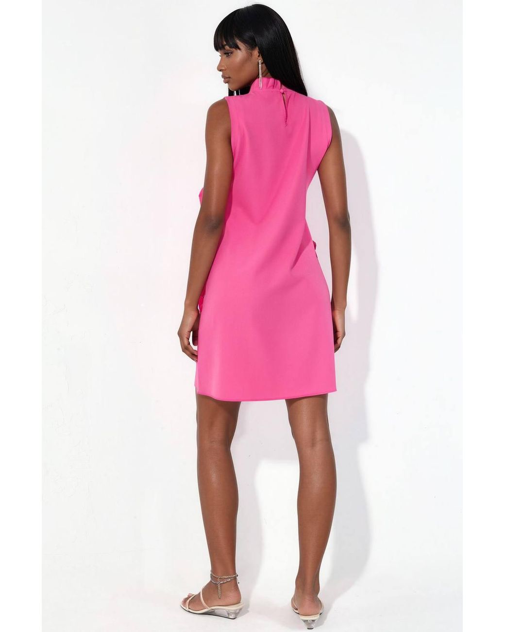 Msn-Collection Pink Embroidered Sleeveless Mini Dress