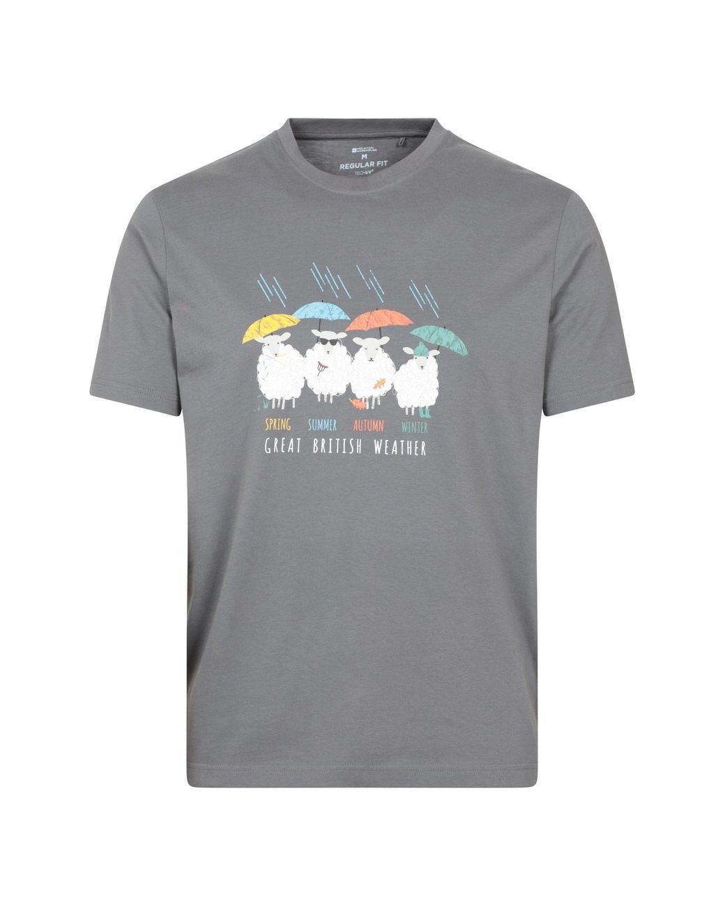 Mountain Warehouse Gray 'Great British Weather' Regular Fit Summer T-Shirt for men