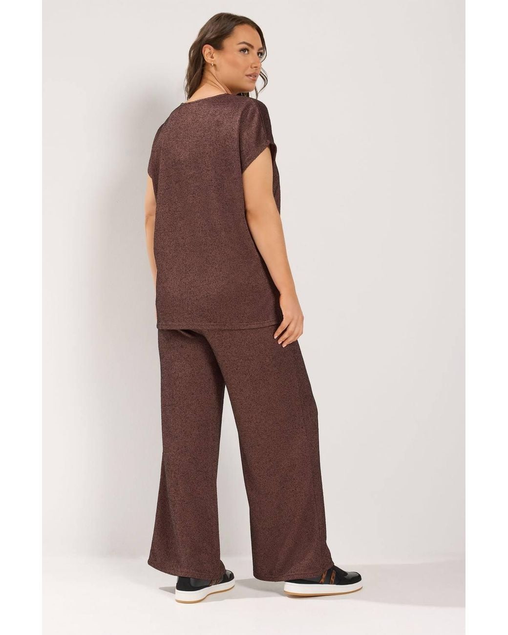 Yours Brown Wide Leg Formal Trousers