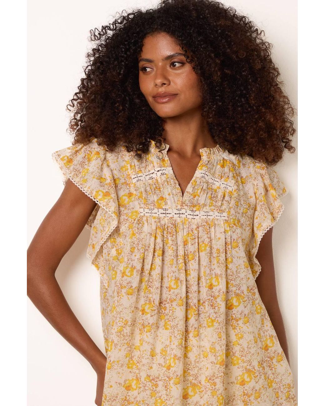 Blue Vanilla Natural Short Sleeve V-Neck Blouse