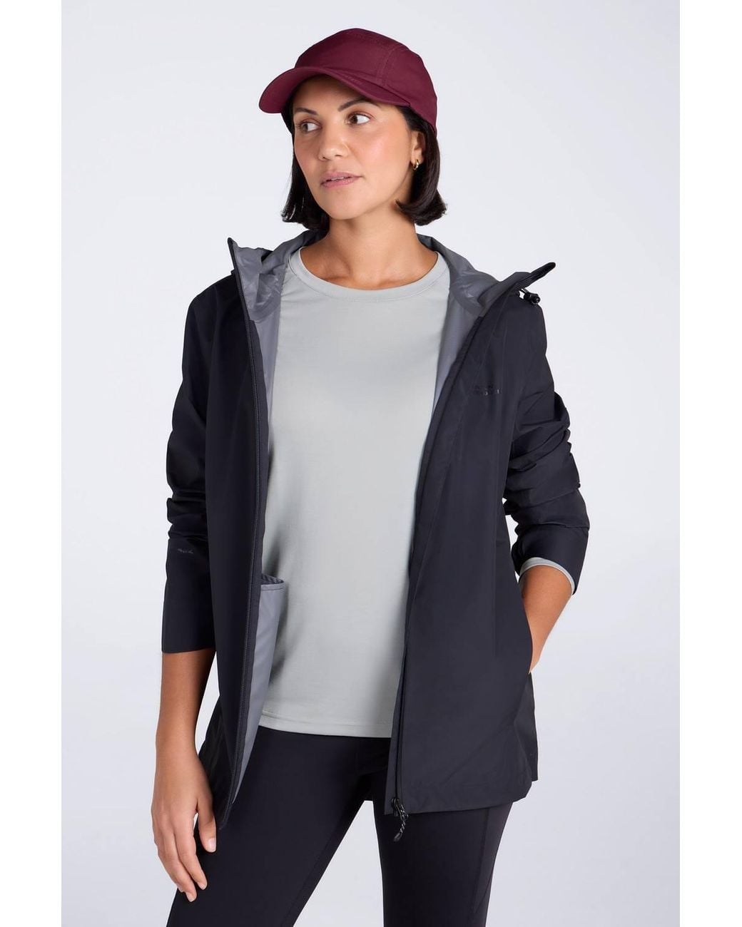Mountain Warehouse Gray 'Aerovent' 2.5 Layer Waterproof Windproof Packable Hooded Rain Jacket