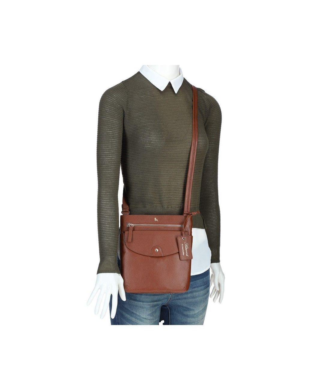 Ashwood Leather Brown 'Five Cb' Real Leather Cross Body Bag