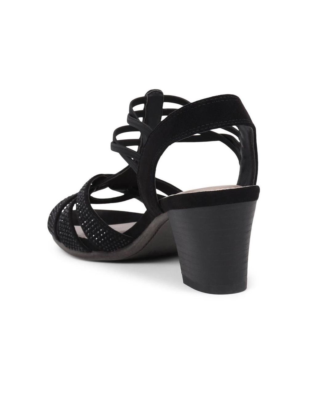 Pavers Black Slip-On Block-Heeled Sandals