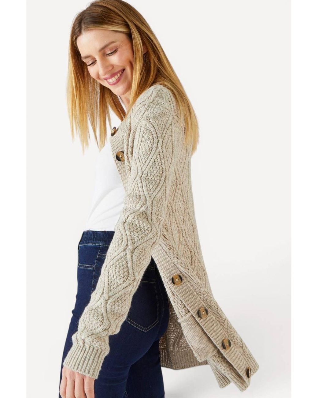 DAMART Natural Button Neck Cardigan