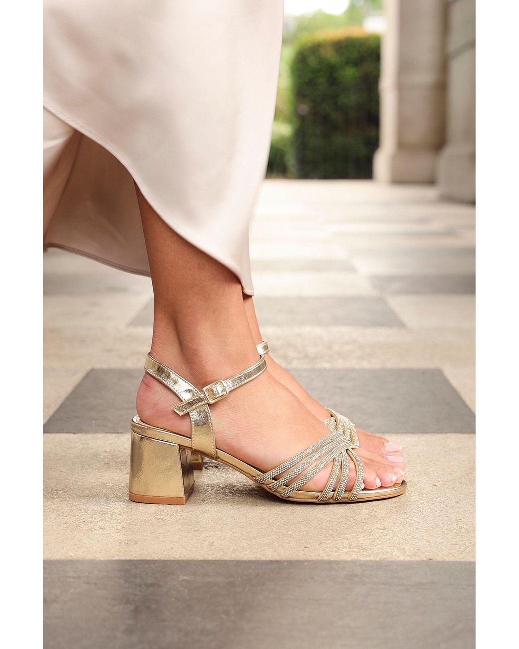 Linzi Natural Strictly Wide Fit Diamante Heels