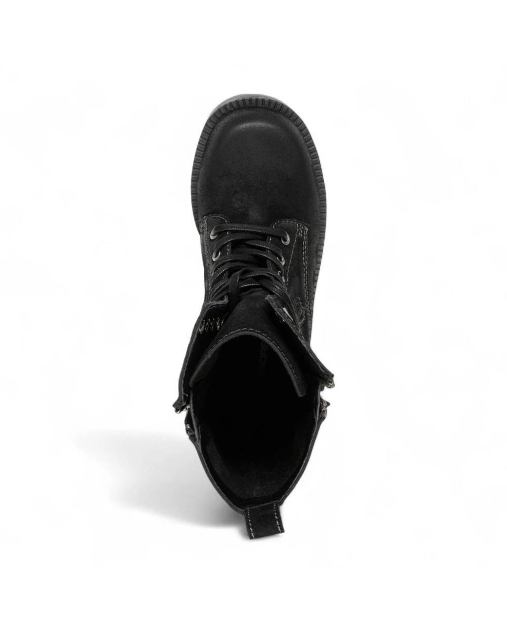 TruClothing Black Suede Combat Boots Mid-Calf Lace-Up Biker Shoes