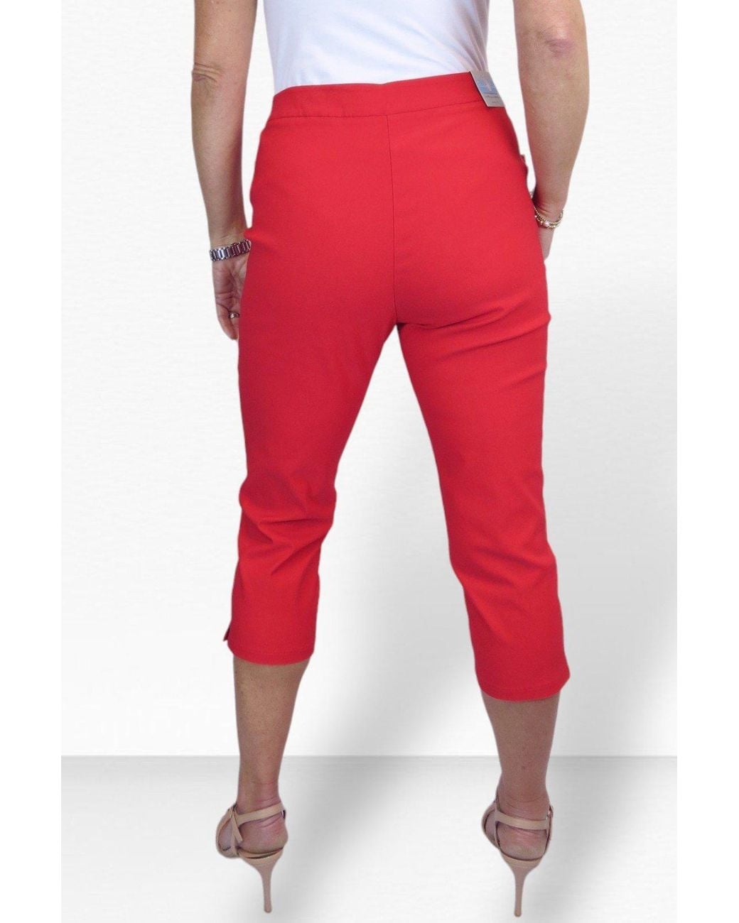 Paulo Due Red Slim Fit Stretch Cropped Trousers