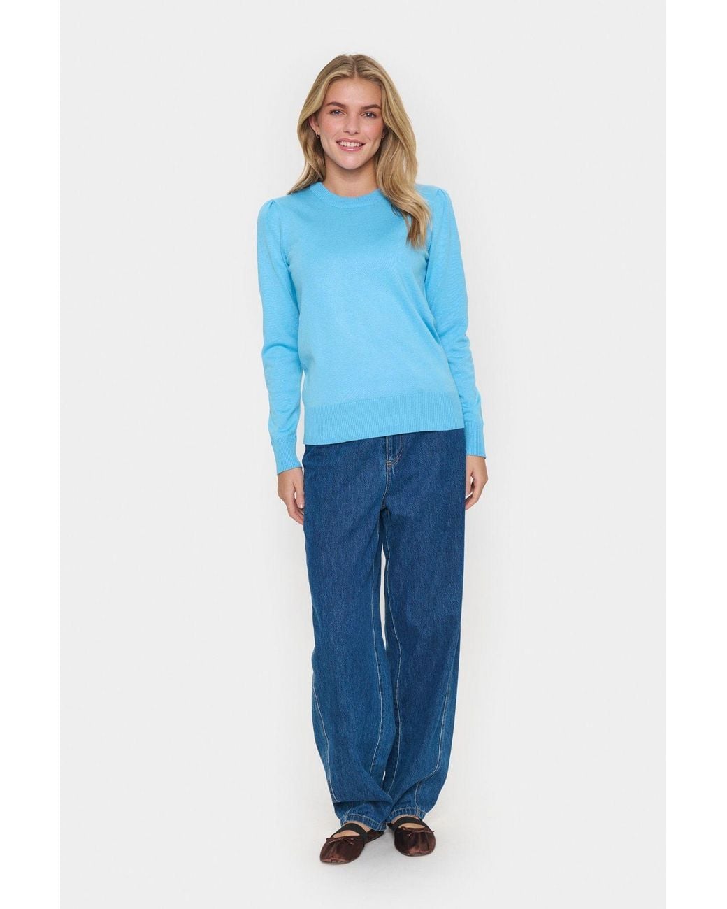 Saint Tropez Blue Milasz Crew Neck Knit Jumper