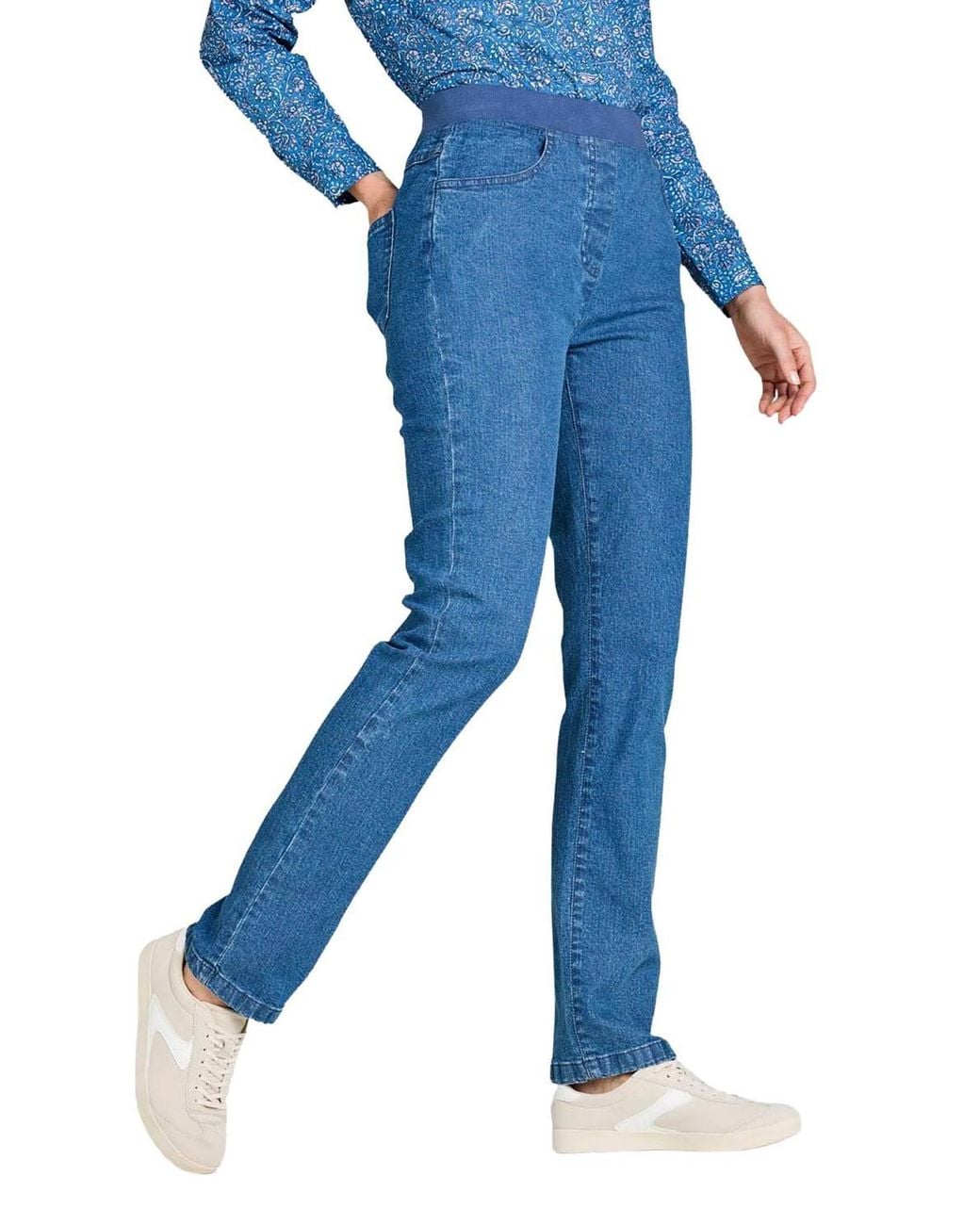 Chums Blue Pull On Jersey Waist Stretch Jean With 2 Front Pockets