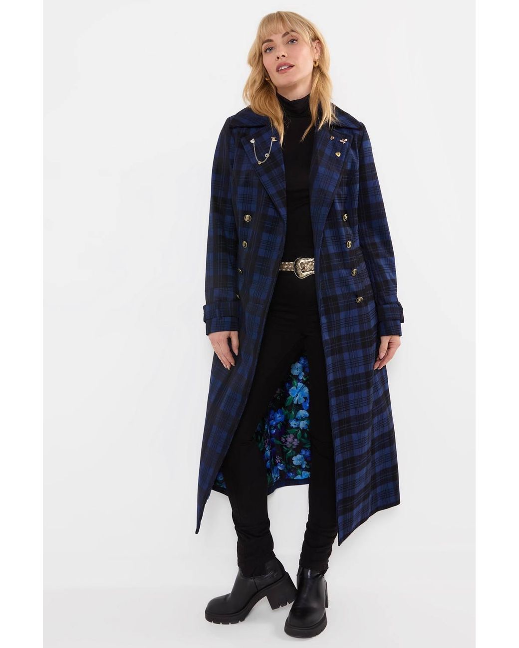 Joe Browns Blue Roxie Long Check Coat