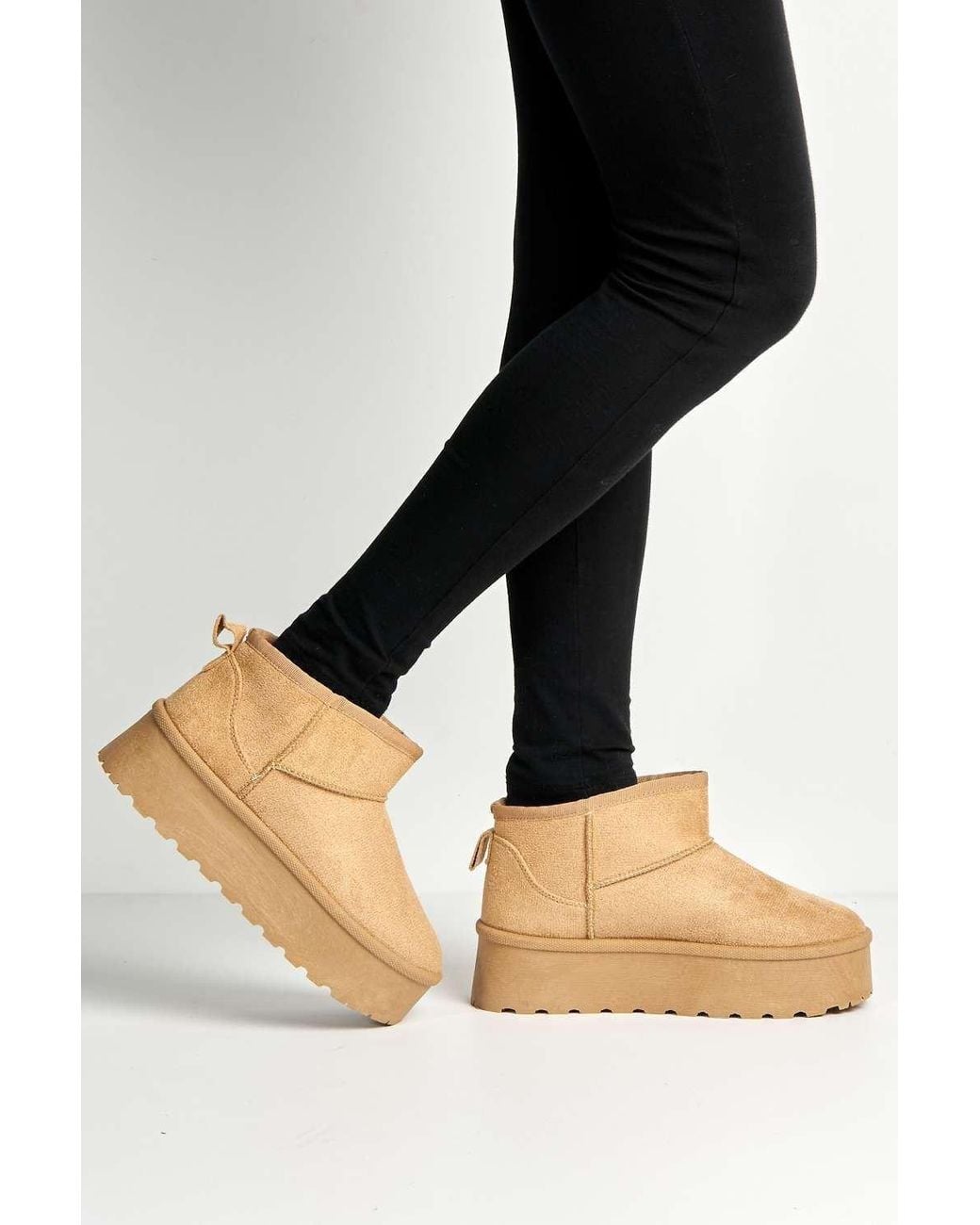 Miss Diva Black Dahl Faux Fur Lining Chunky Sole Ankle Boots