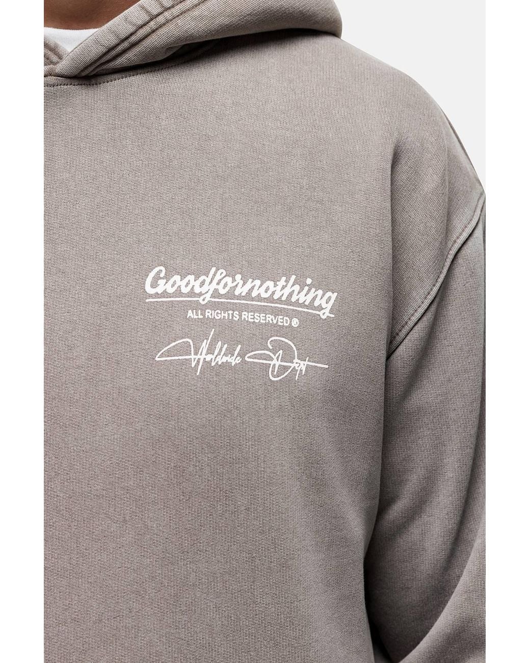 Good For Nothing Gray Oversized Graphic Back Print Overhead Hoody for men
