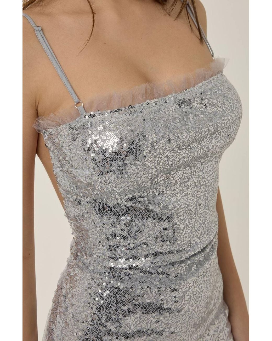 Hiccup Multicolor Mini Sequin Bodycon Dress With Square Collar