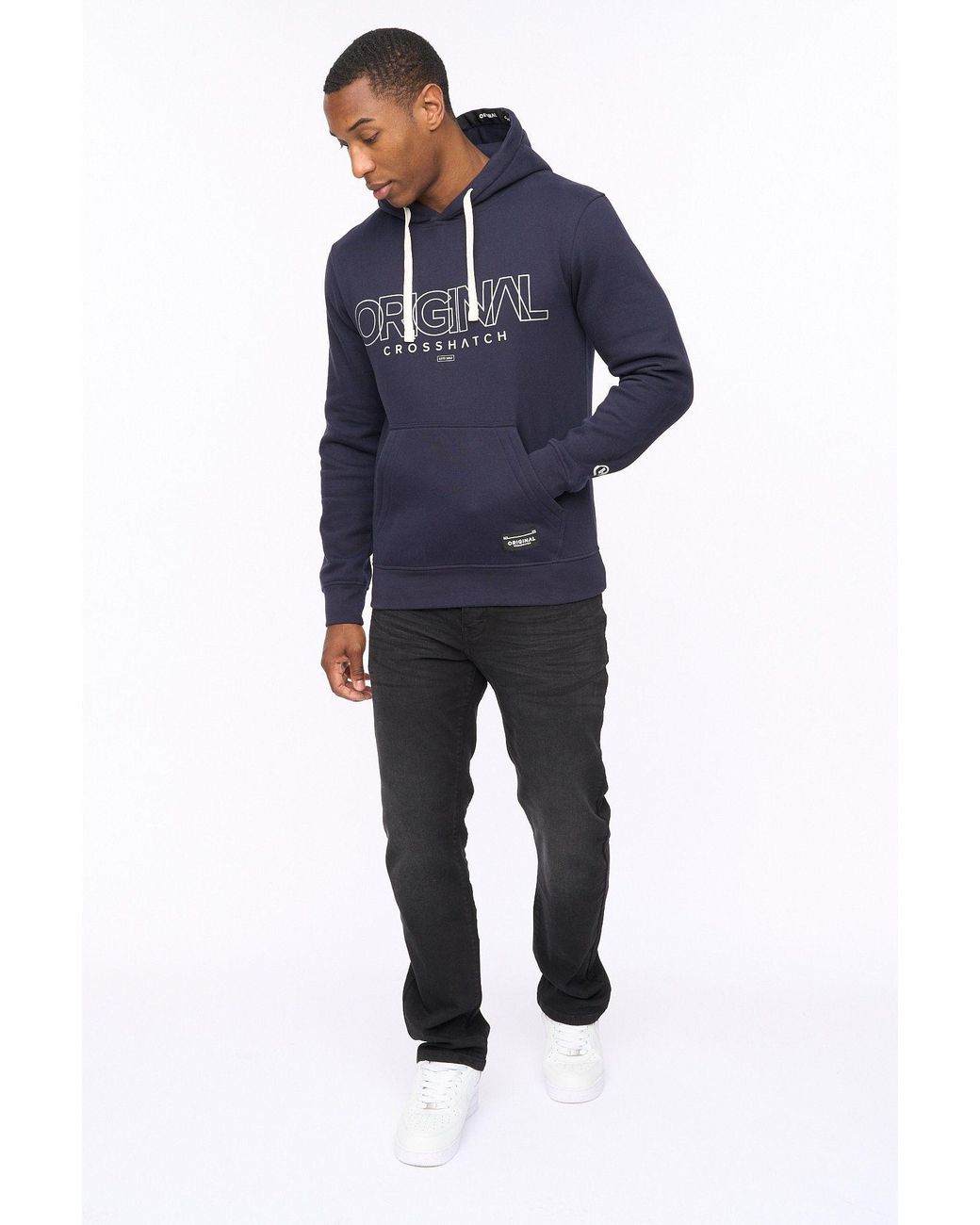 Crosshatch Blue Carrimoore Premium Graphic Hoodie With Soft-Touch & High Build Details for men