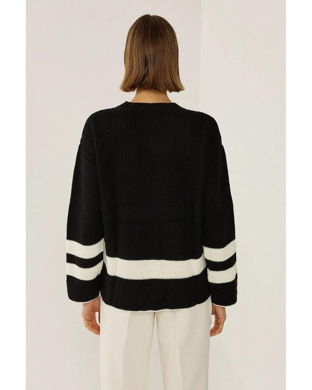 Hiccup Black Relaxed Fit Knitted Sweater