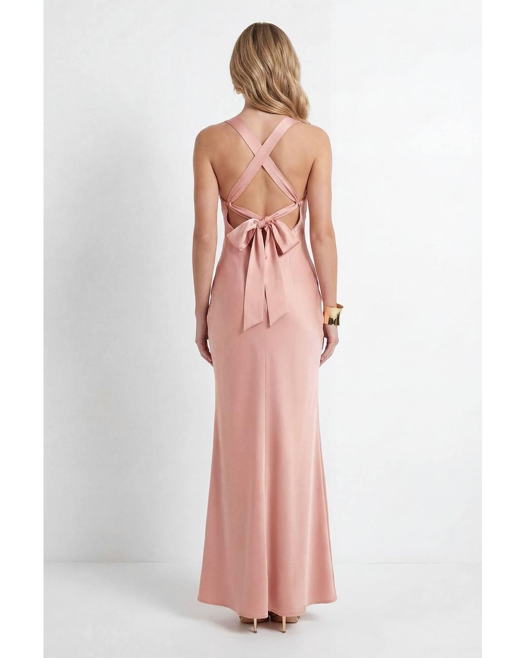 MissPap Orange Premium Satin Cowl Neck Fishtail Maxi Dress