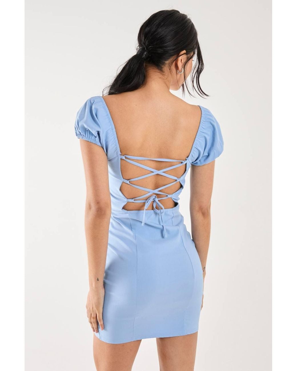 Pink Vanilla Blue Tie Back Mini Dress