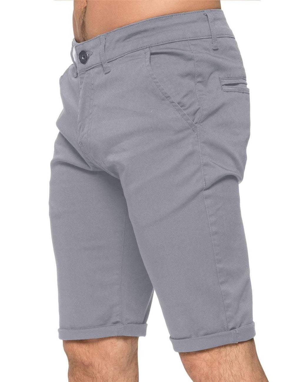 Enzo Gray Slim Fit Stretch Chino Shorts for men