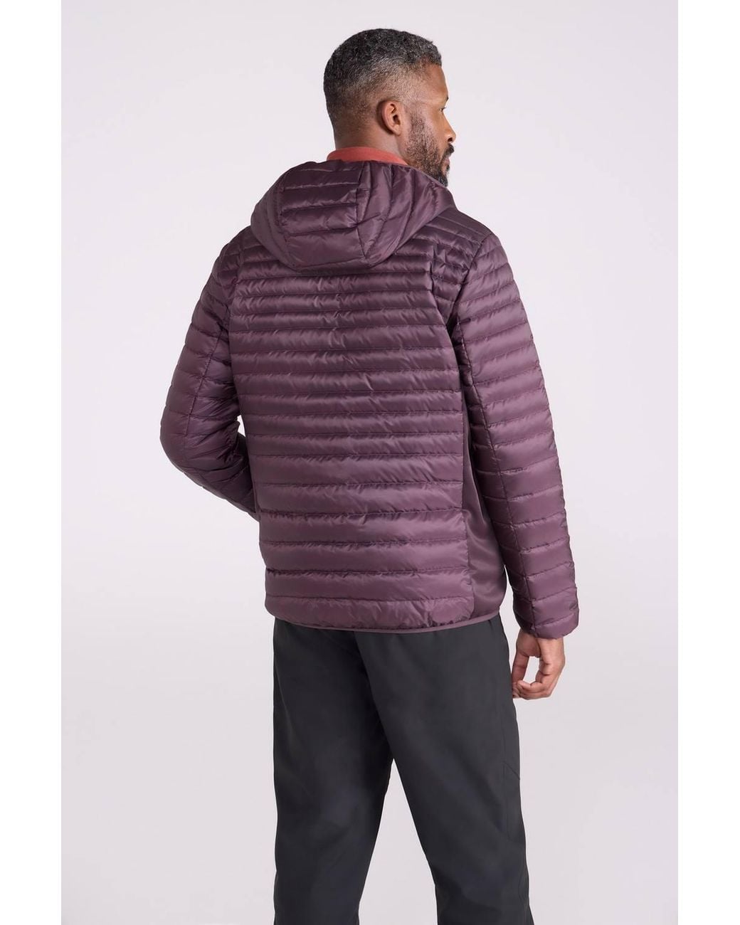 Mountain Warehouse Purple 'Featherweight' Hybrid Down Warm Water Resistant Extreme Hooded Jacket for men