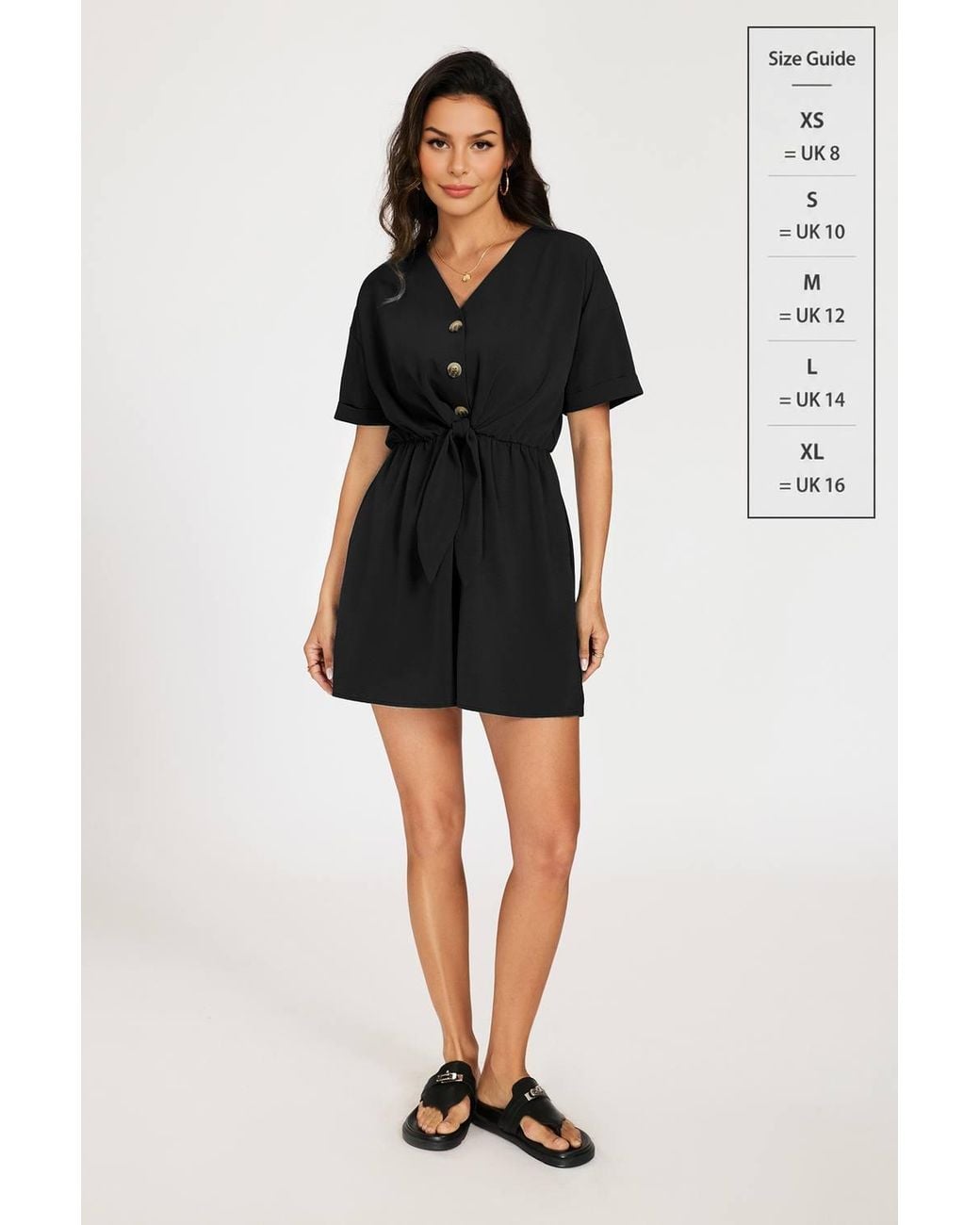 FS Collection Black Button Down Playsuit