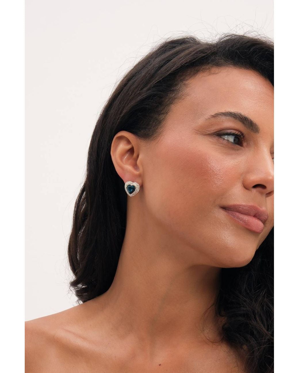 Jon Richard Blue Plated & Sapphire Heart Earrings
