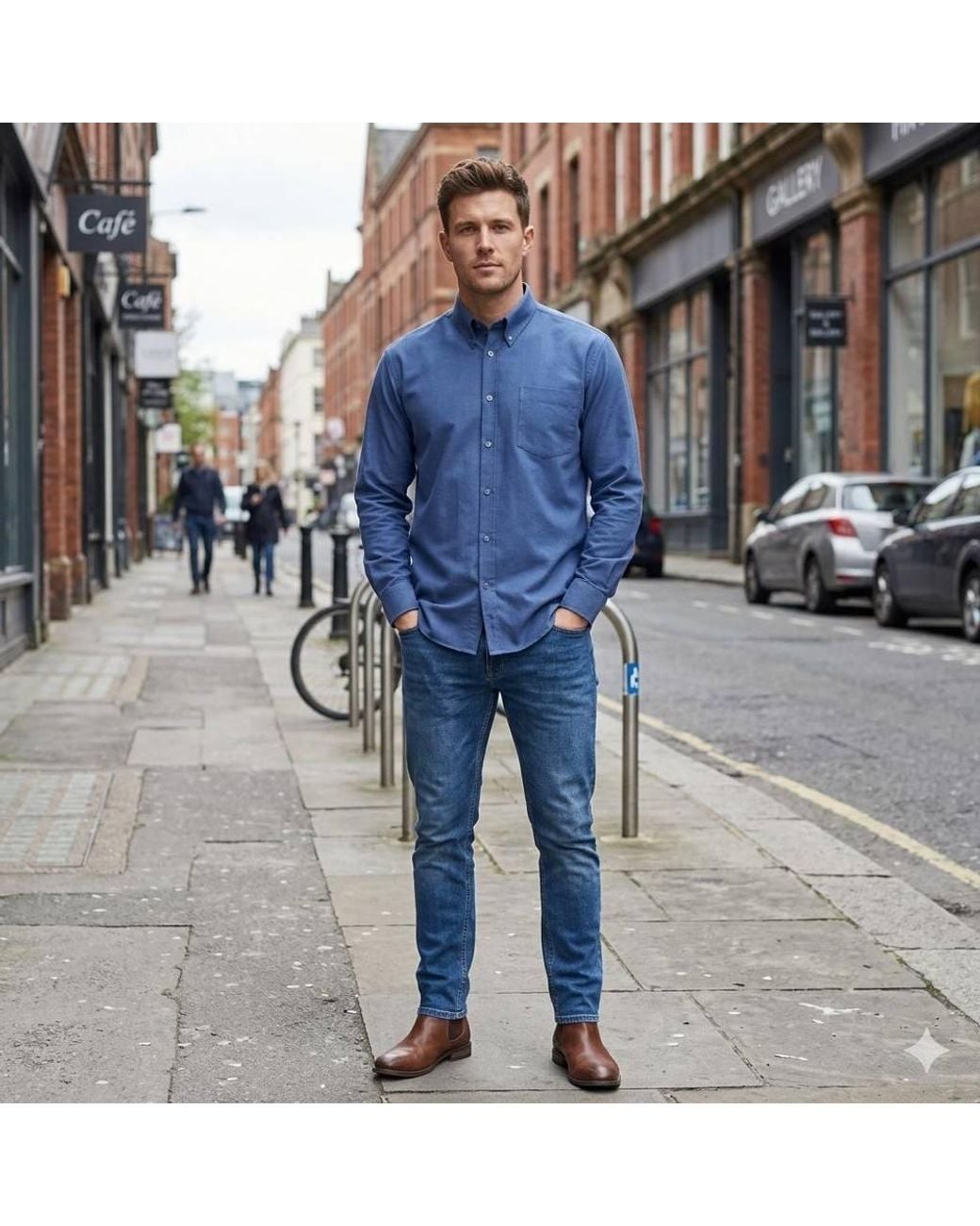 KAM Jeanswear Blue Casual Long Sleeve Oxford Shirt For for men