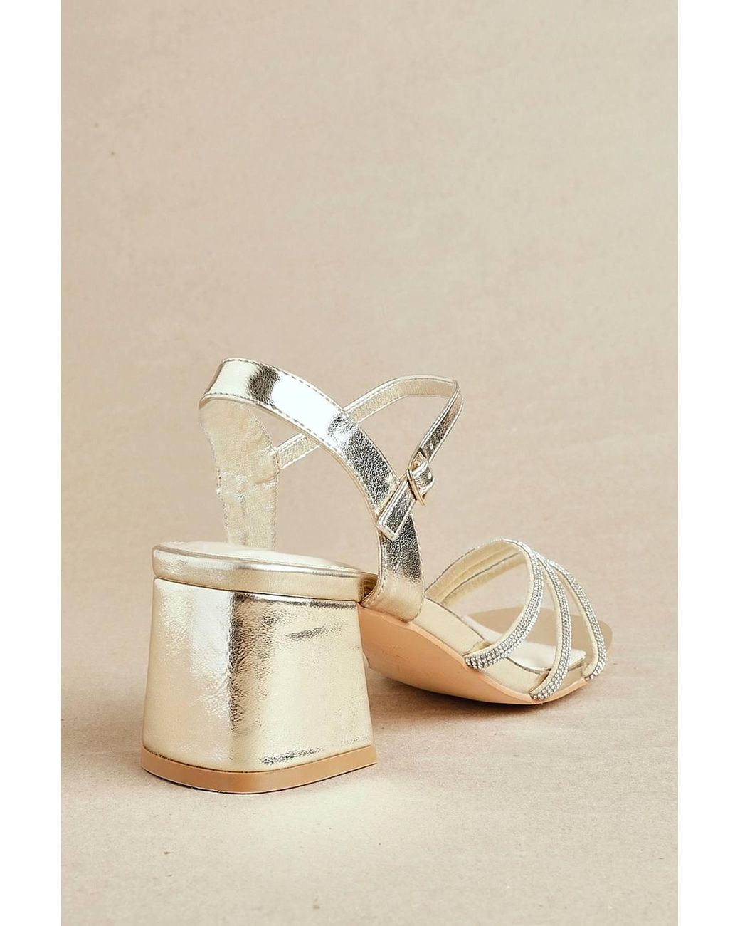 Linzi Natural Mariah Wide Fit Diamante Heels