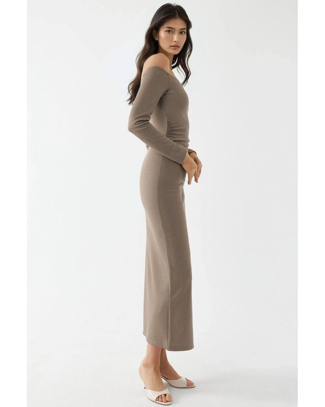 Busem Natural Off-Shoulder Bodycon Maxi Dress