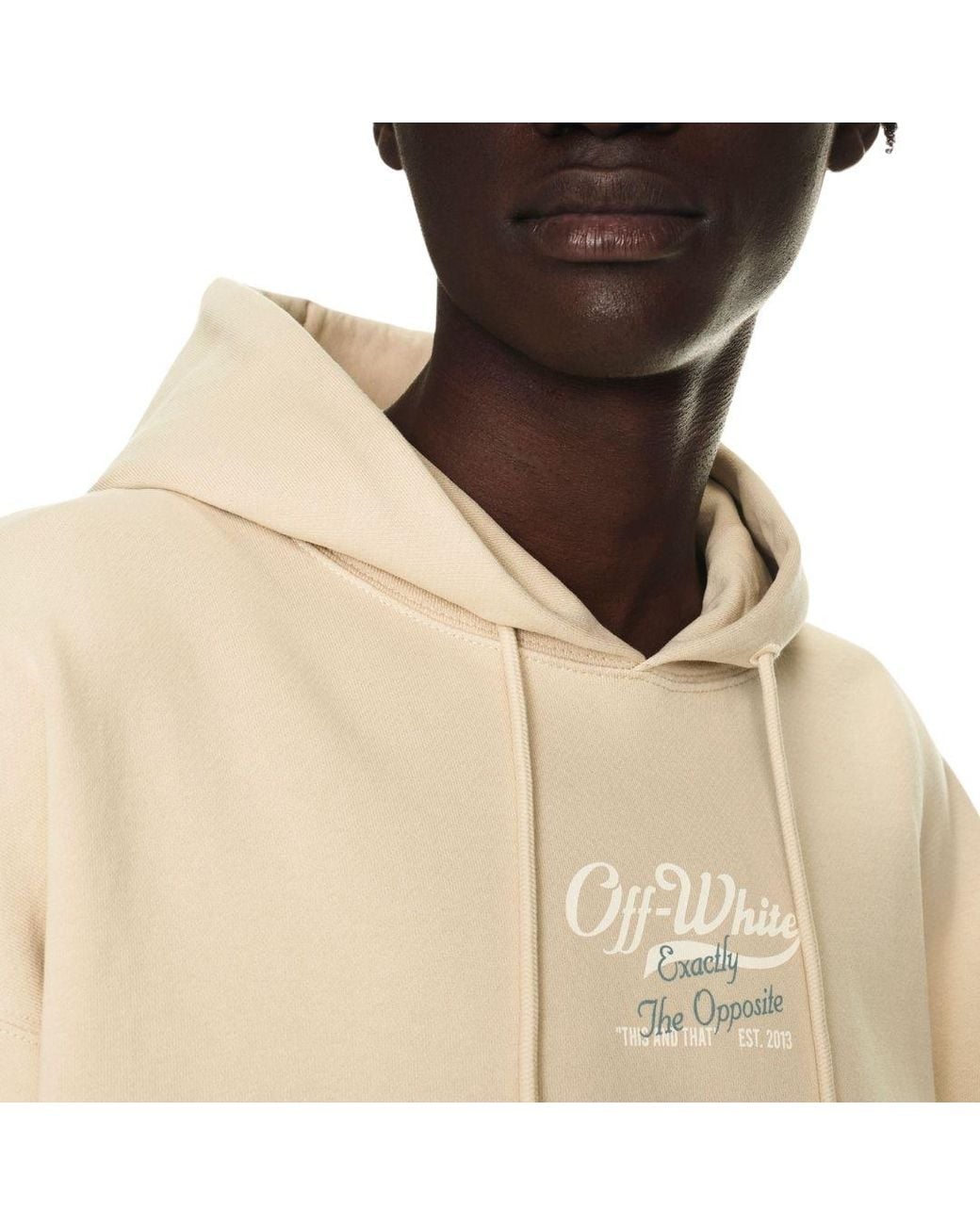 Off-White c/o Virgil Abloh Natural Script Logo Opposite Over Skate Fit Hoodie for men