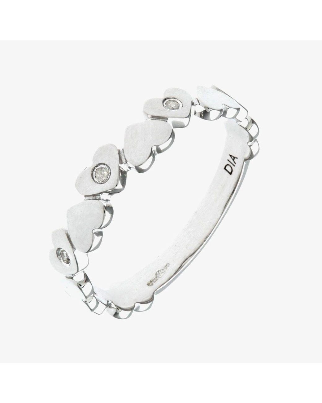 T.H.Baker White 9Ct 0.03Ct Diamond Set Hearts Ring