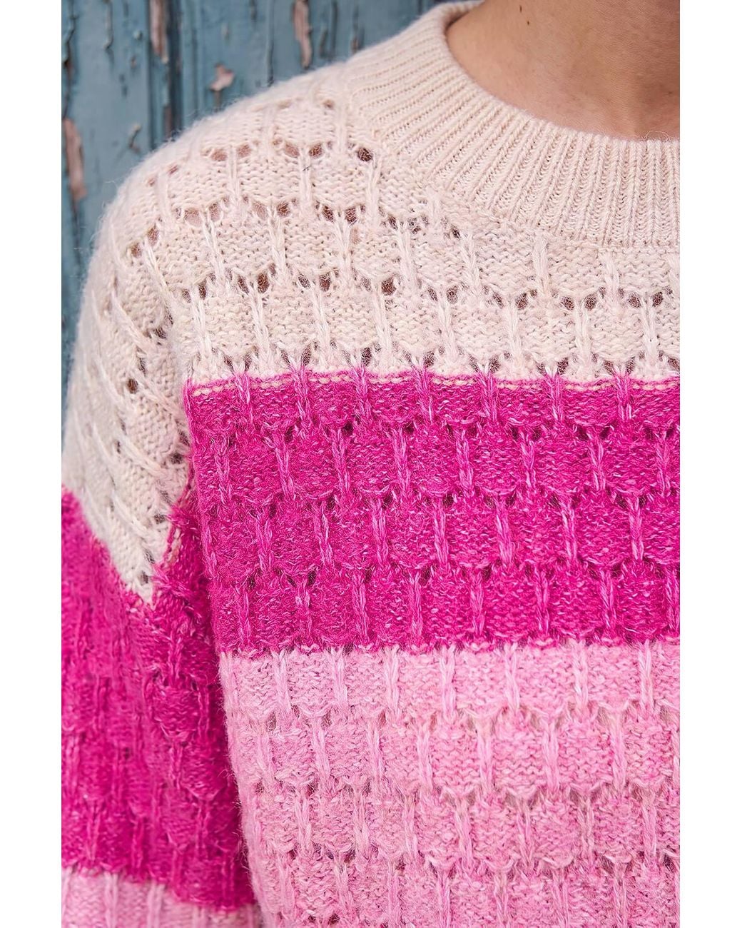 Roman Gray Textured Wide Stripe Jumper
