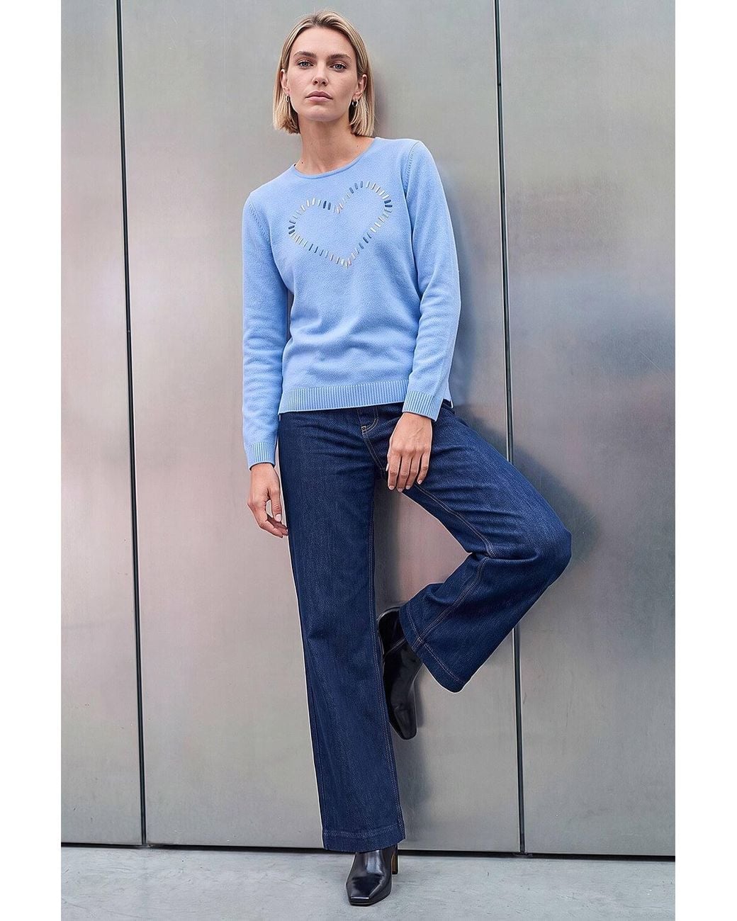 Roman Blue Stitch Heart Knit Jumper