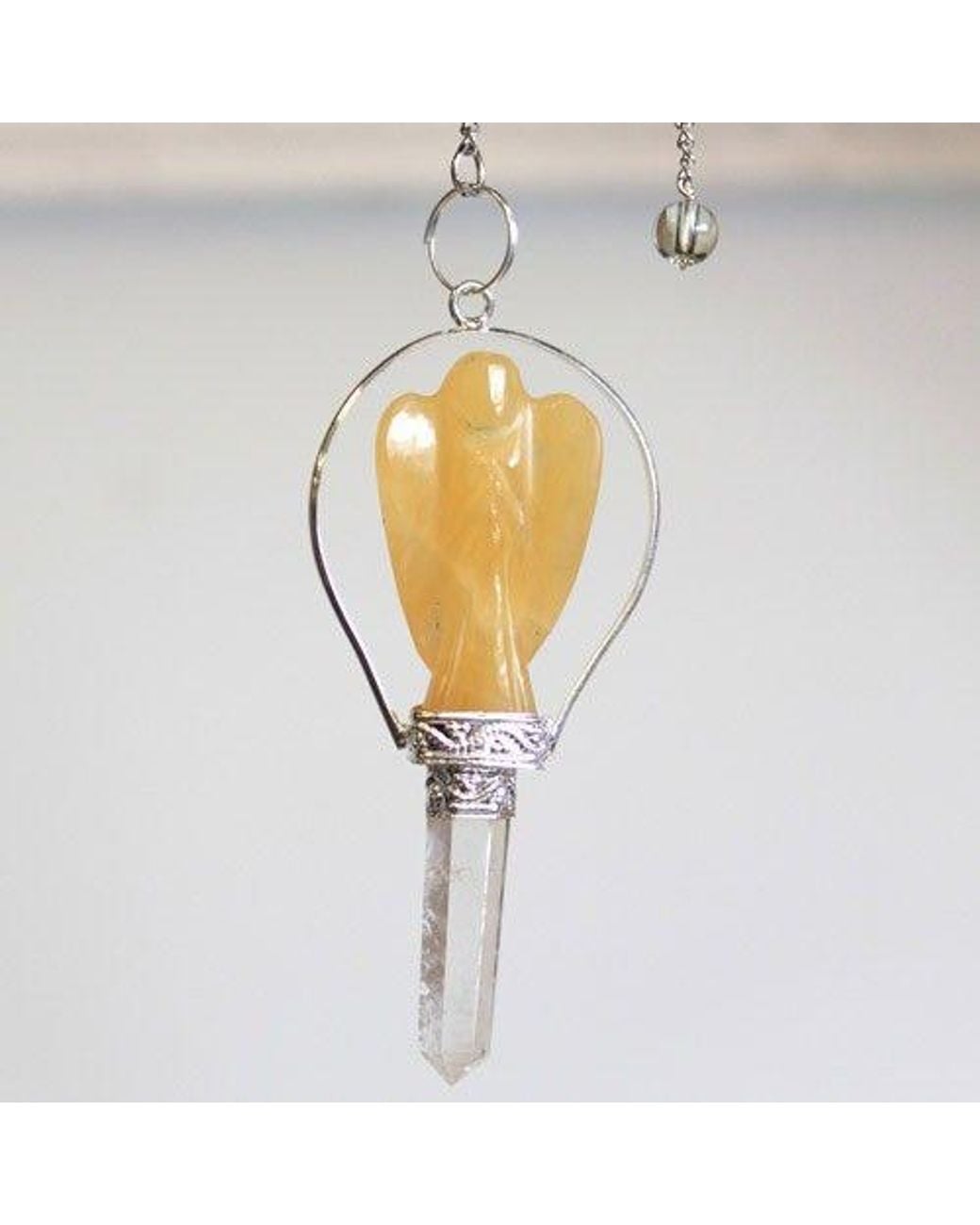 KDMD White Angel Pendulum With Ring- Quartz