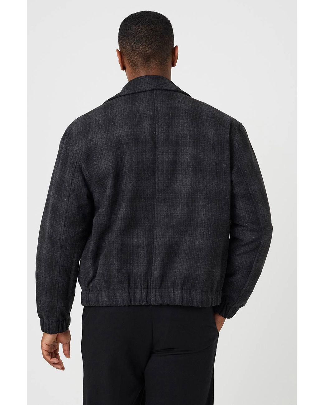 Brave Soul Gray Faux Wool Checked Jacket for men