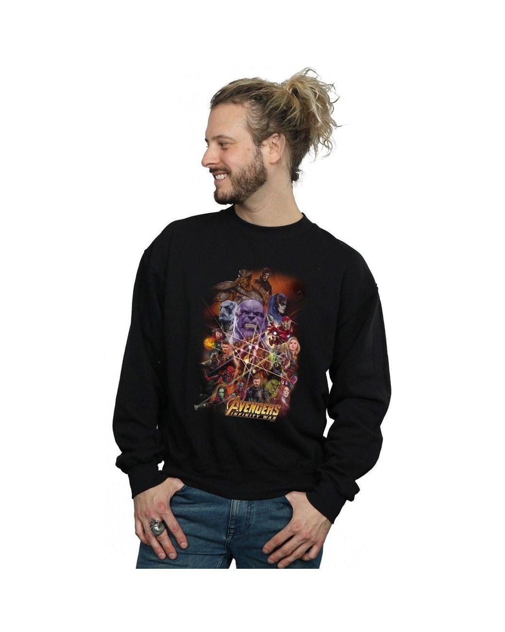 Marvel Black Avengers Infinity War Character Poster Sweatshirt for men