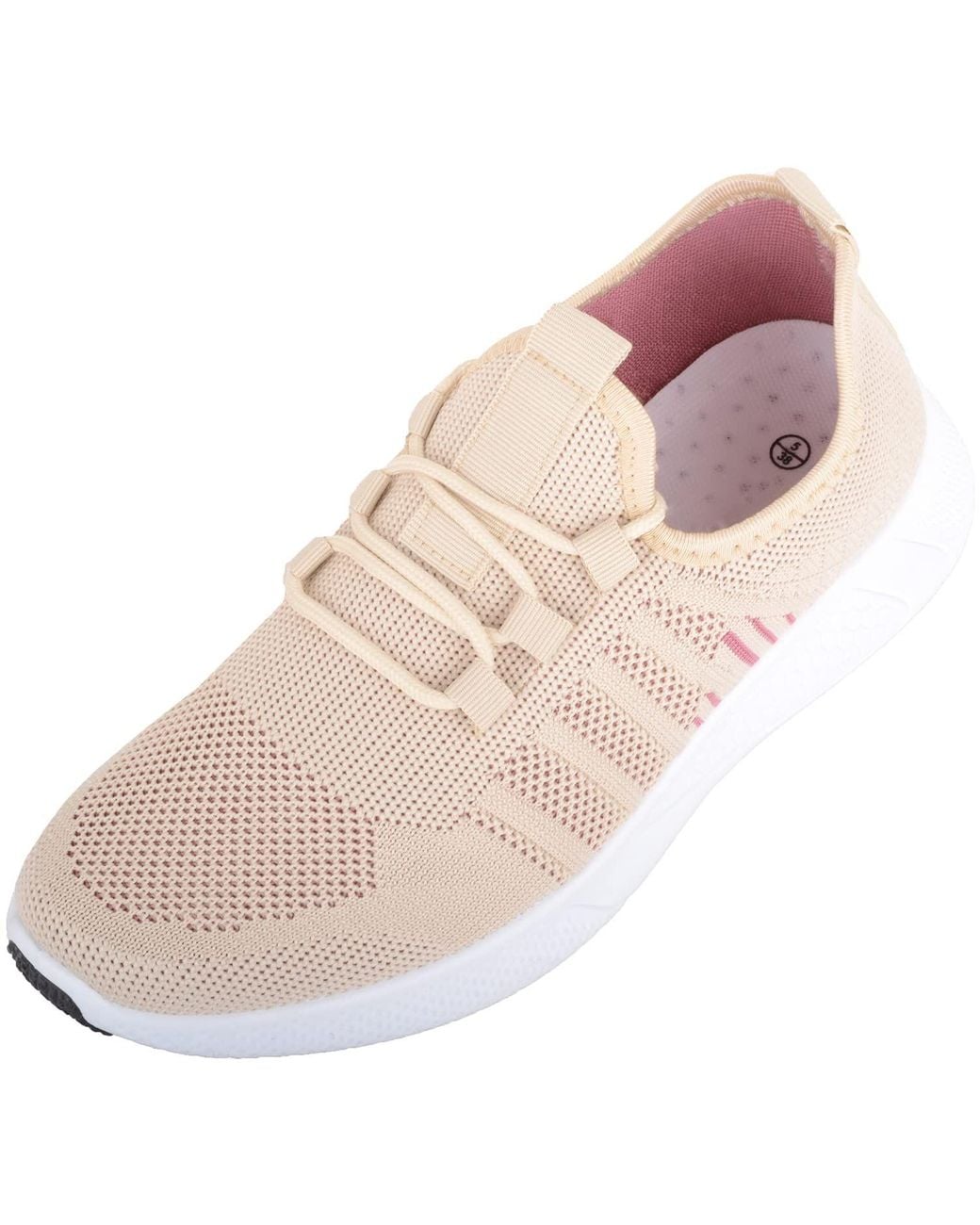 Absolute Footwear White Slip On Lace Up Lightweight Breathable Gym Workout Trainers