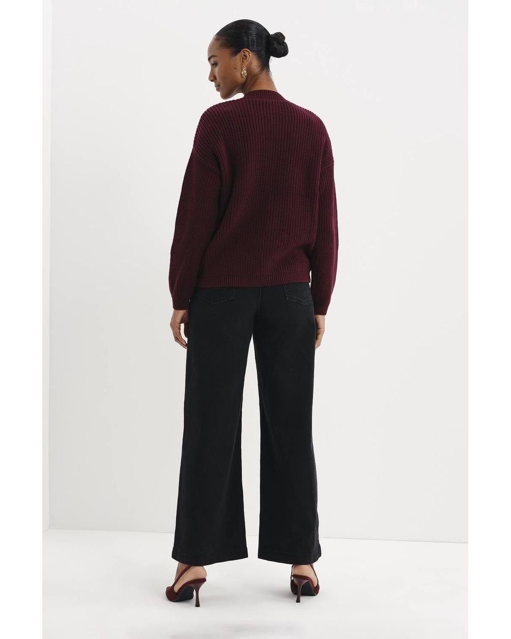Finery London Red Estella V Neck Button Front Cardigan