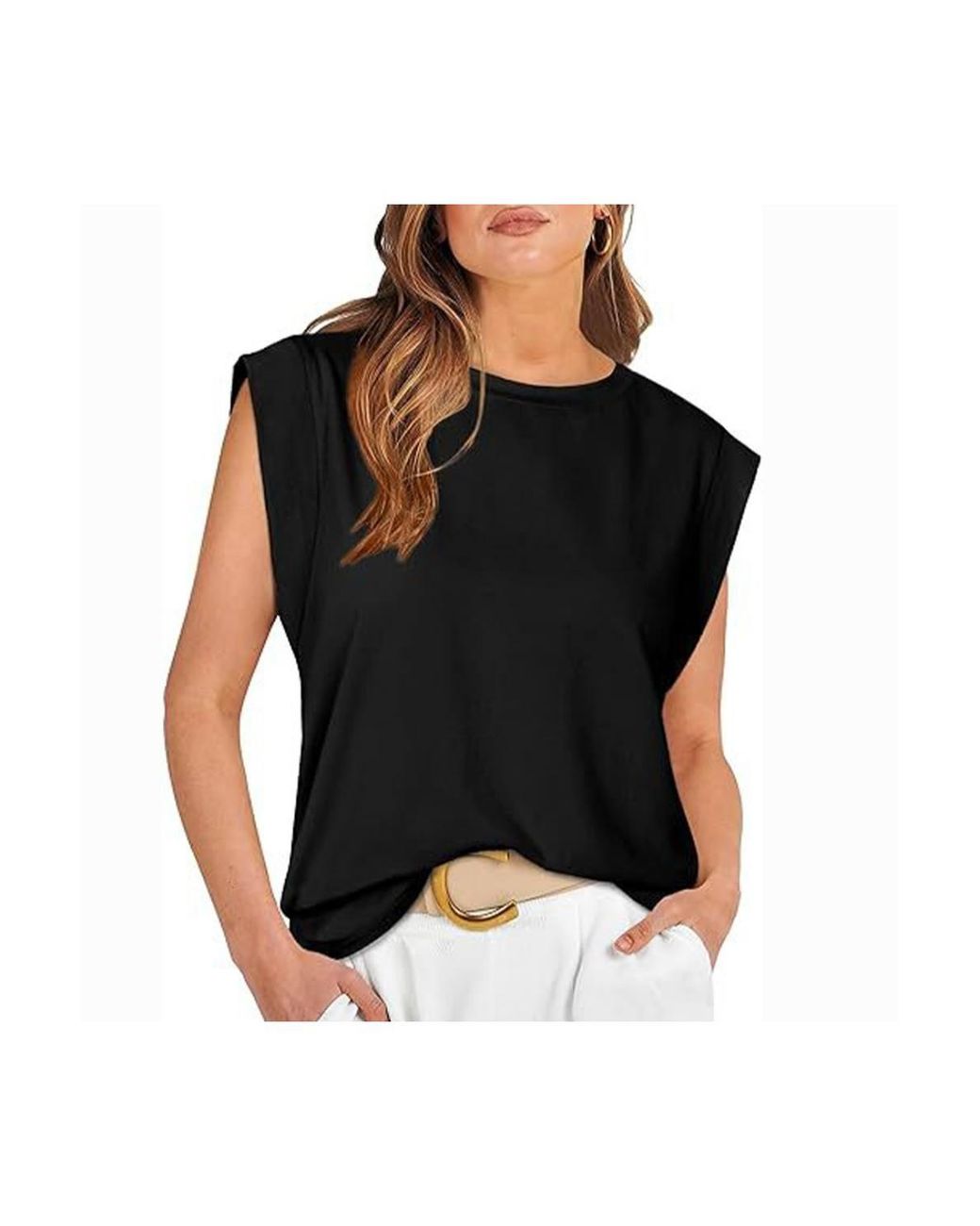 KDMD Black Sleeveless Crew Neck Summer Vest Top
