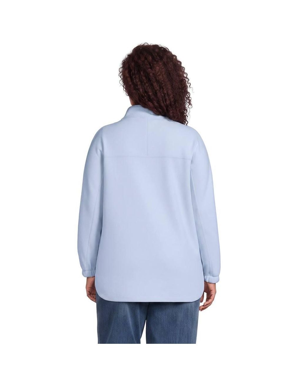 Lands' End Blue Plus Soft Fleece Quarter Zip Jumper