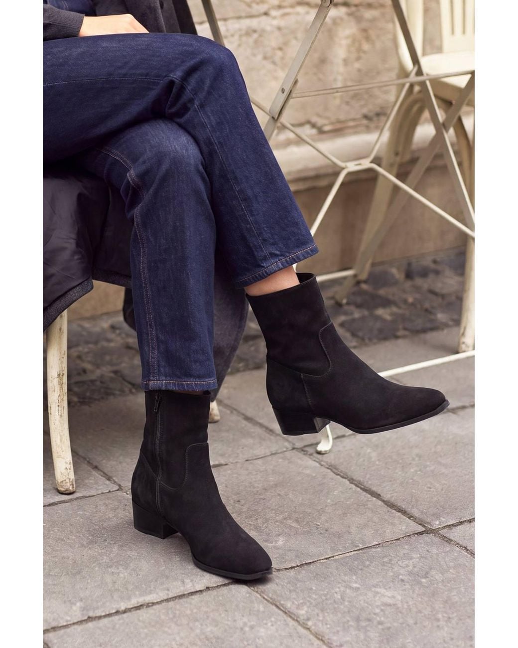 Linzi Black Chalet Faux Suede Ankle Boots