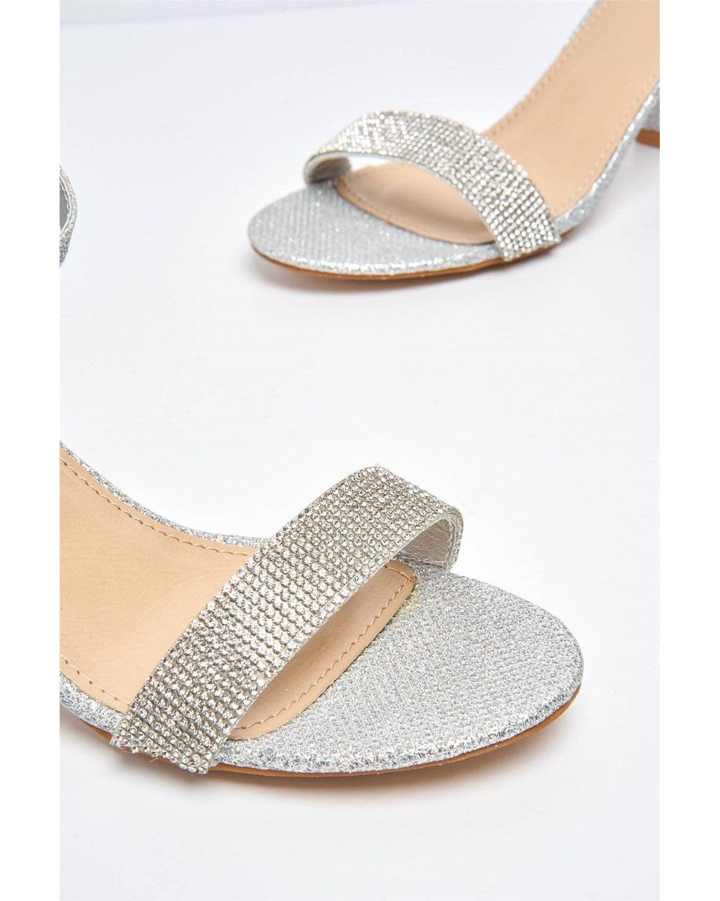 Miss Diva Metallic Asti Block Heel Ankle Strap Mesh Fabric Sandals