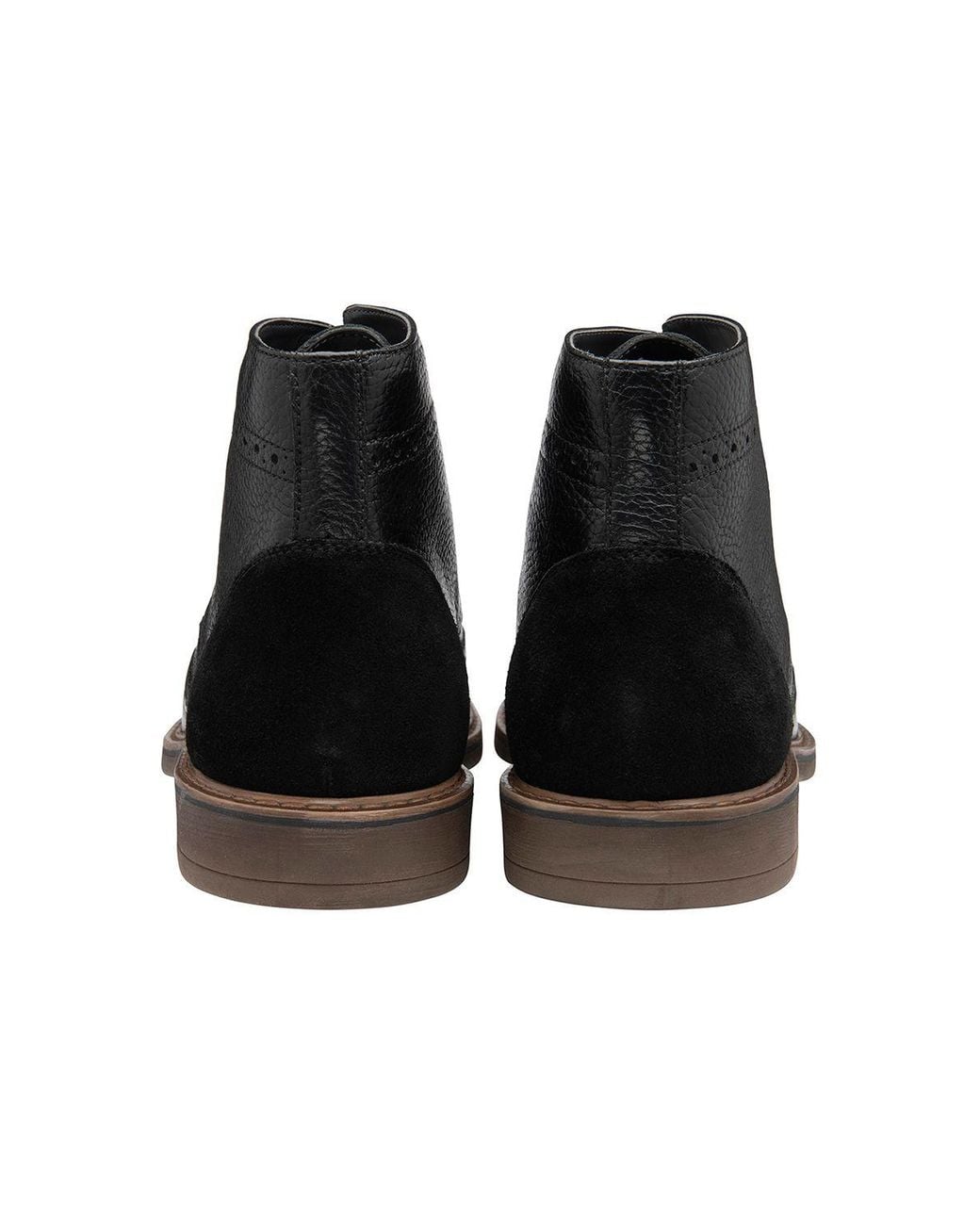 Frank Wright Black 'Magnus' Leather Brogue Ankle Boot for men