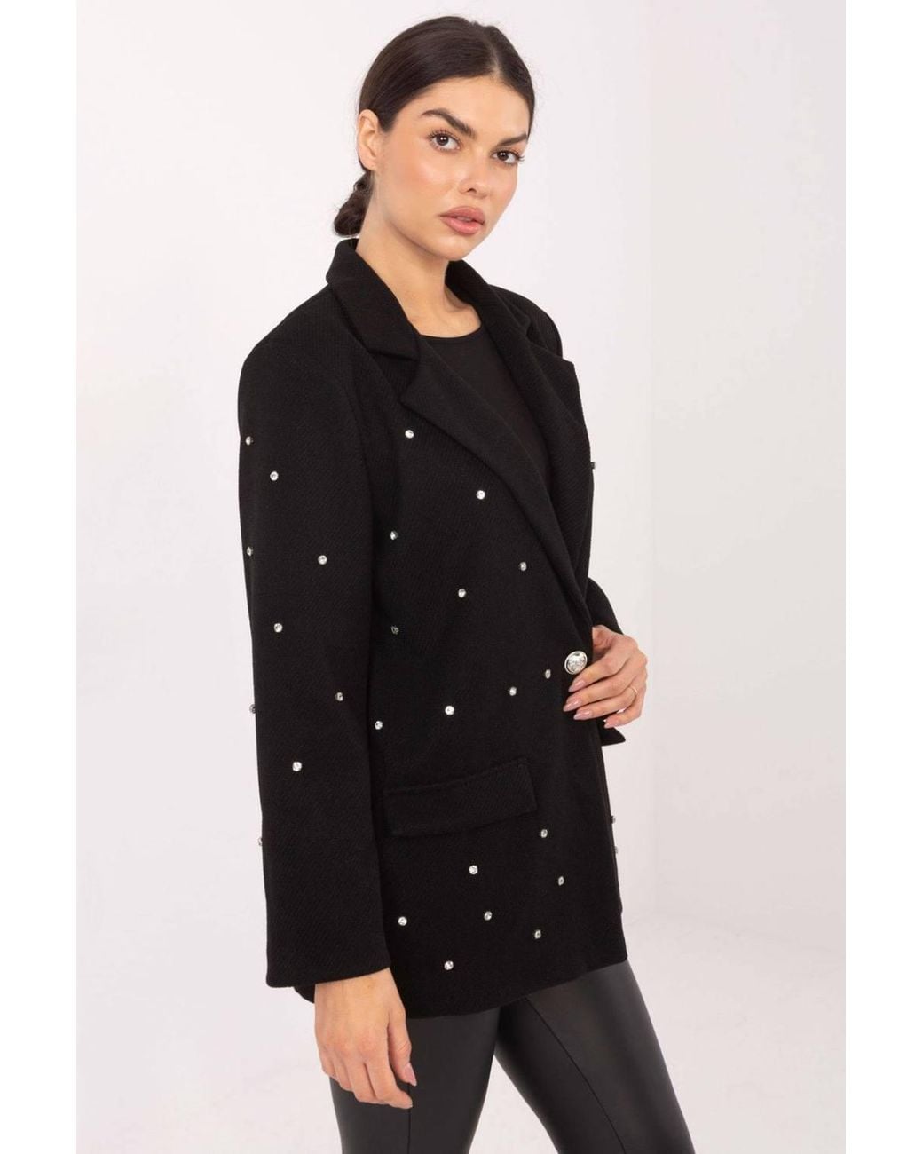 Love Lace Black Embellished Notched Lapel Blazer